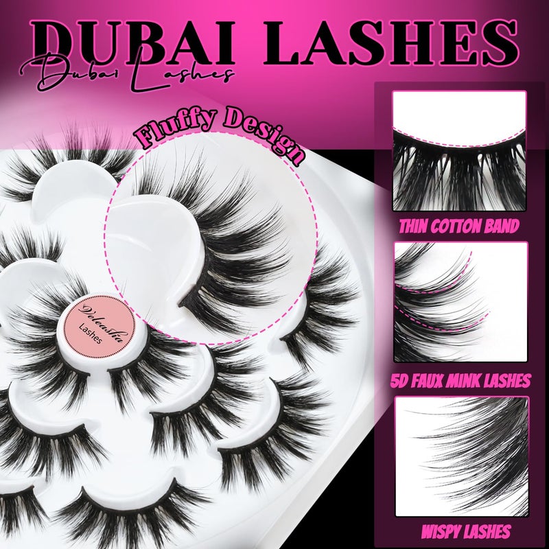 Veleasha Lashes 5D Faux Mink Lashes Fluffy False Eyelashes Handmade Eye Lashes Wispy Lightweight Fake Lashes Luxurious Volume Fake Eyelashes 7 Pairs Pack (Dubai) - Image 3